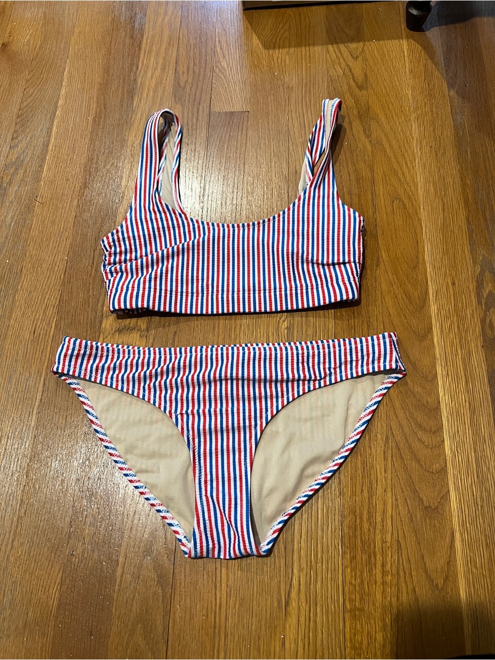 Old Navy Red White Blue Striped Bikini Set